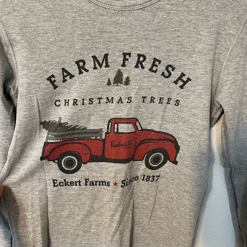 Eckert Farms Gray Long Sleeve Tee with Red Truck Design - Picture 2 of 4